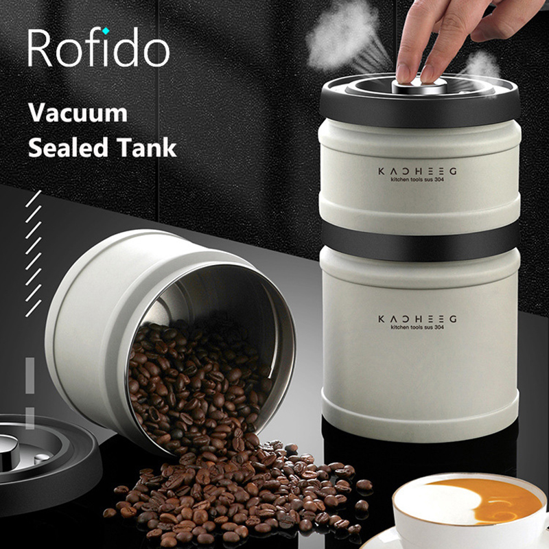 Airtight Coffee Jar Vacuum Sealed Cans Grains Candy Food Storage Container Stainless Steel Coffee Beans Powder Tea Canister Set