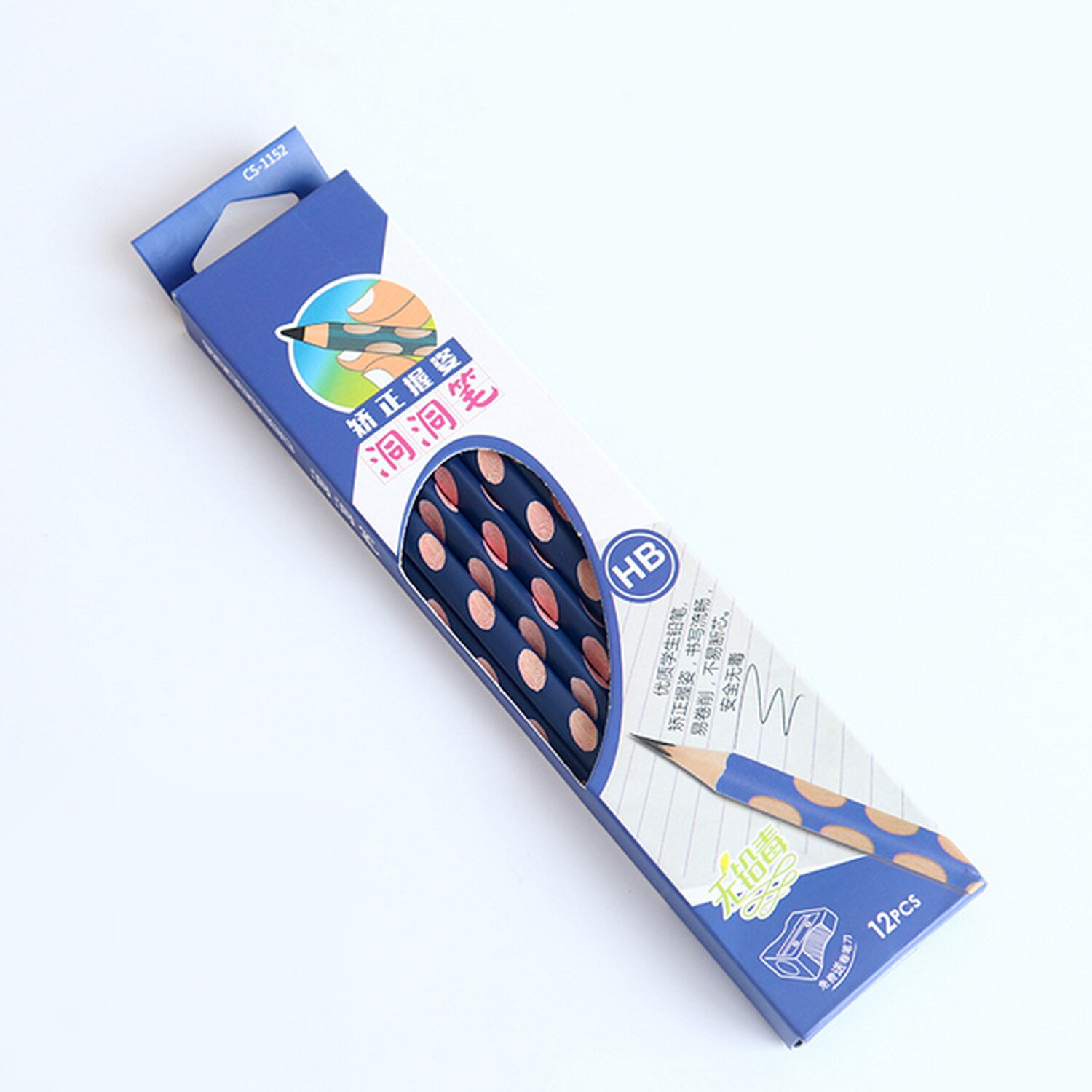 12 Pcs Hb Potlood Kit Kids Studenten Grip Houding Correctie Driehoek Houten Potloden Voor Tekening Art Schetsen Schrijven: Dark Blue