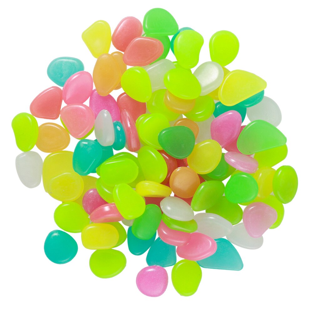 100 stuks lichtgevende keien, kiezelstenen, gloeiend in het donker voor aquarium, aquarium, grinddecoraties voor de tuin (blauw): Zoals weergegeven