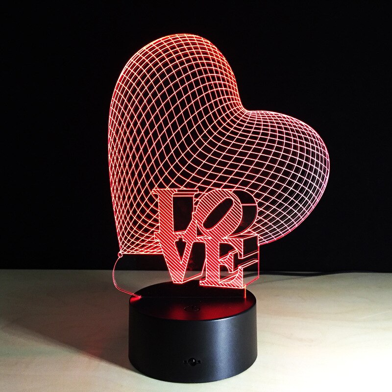 Valentinstag 3D Lampe LED-nachtlicht 7 Farben Tisch lampe Wohnkultur Birne berühren Sensor Luminarias für Frau