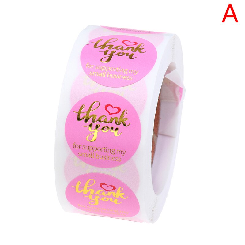 Pegatinas de agradecimiento para decoración de vacaciones, 500 Uds./rollo de pegatinas rosas para Navidad, de cumpleaños, favores, etiquetas, suministros de correo, Festival: A