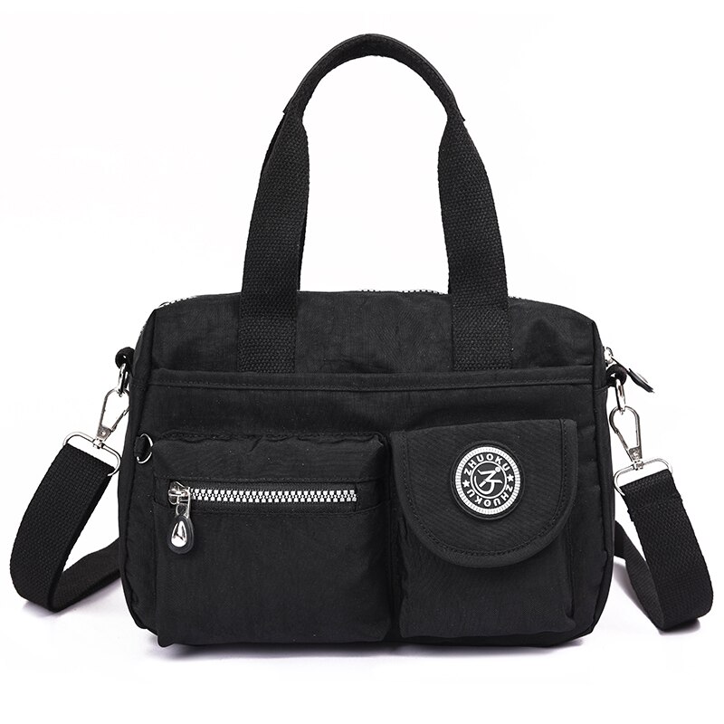 Bolsa de ombro feminina, bolsa casual feita em nylon de marca famosa, estilo carteiro, bolsa de mão e de ombro para mulheres feminina: Black