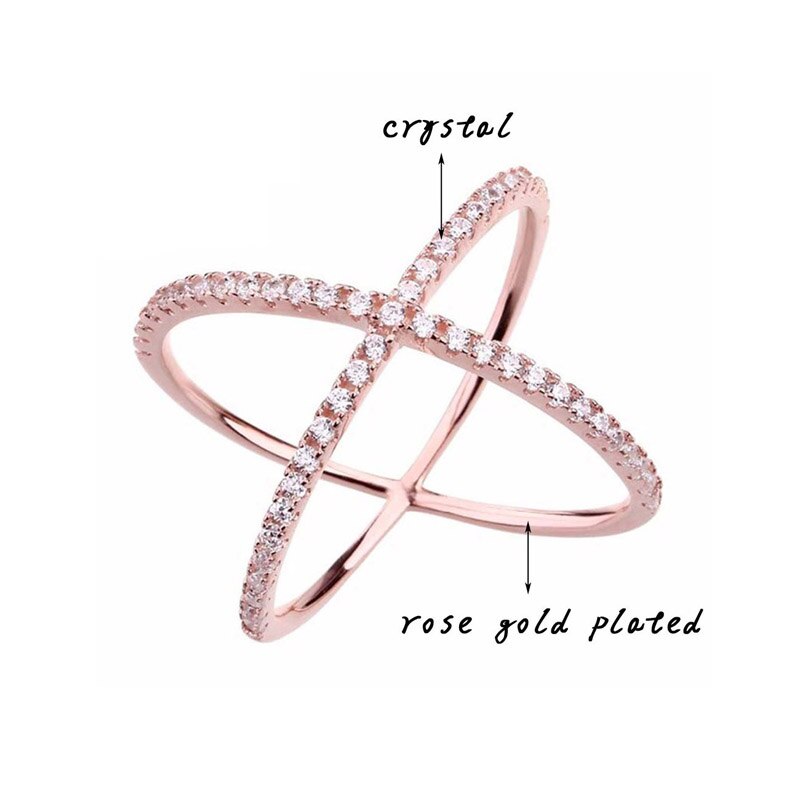 Sinleery Trendy X Vorm Cross Trouwringen Rose Geel Goud Zilver Kleur Micro Verharde Crystal Ringen Voor Vrouwen Sieraden JZ008 ssb