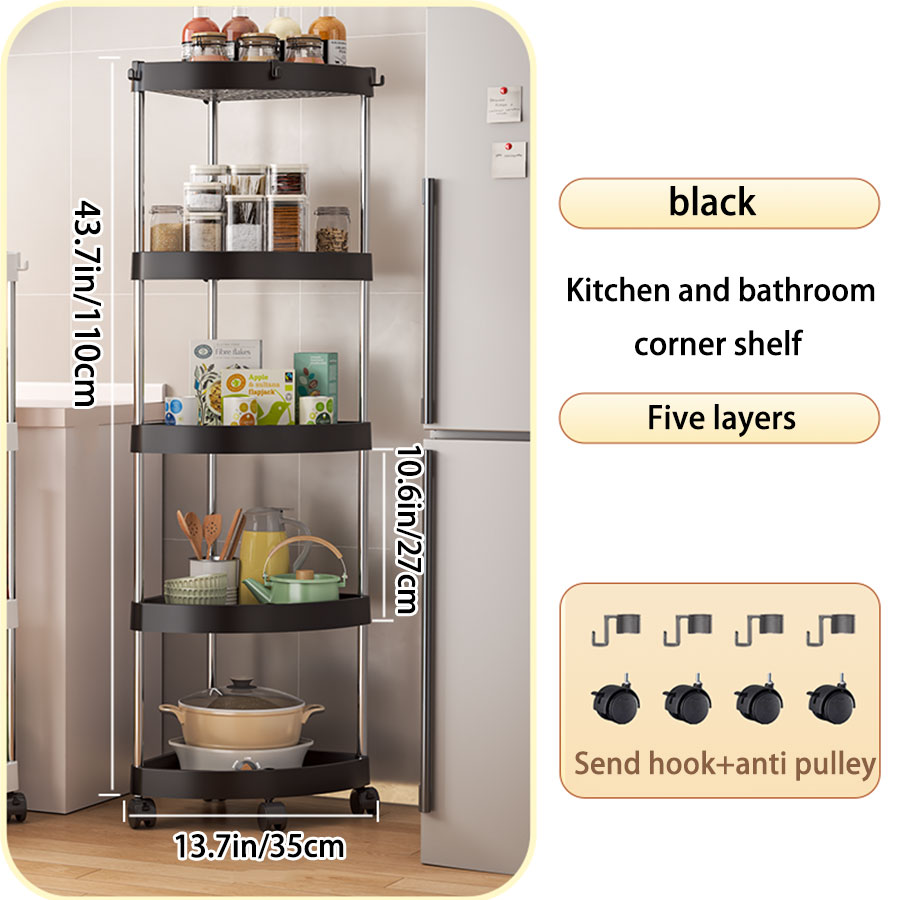 Support de rangement triangulaire pour salle de bain et cuisine, rangement d'angle, petit support de rangement pour chariot à roue universelle sur pied: Bleu