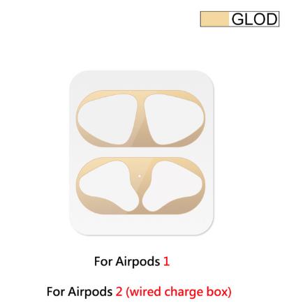 Dust-proof Dust Guard Sticker for Airpods 1 2 Metal Skin Protective Sticker for AirPods 1 Earphone Charging Box Case Cover Shell: Gold for wireless