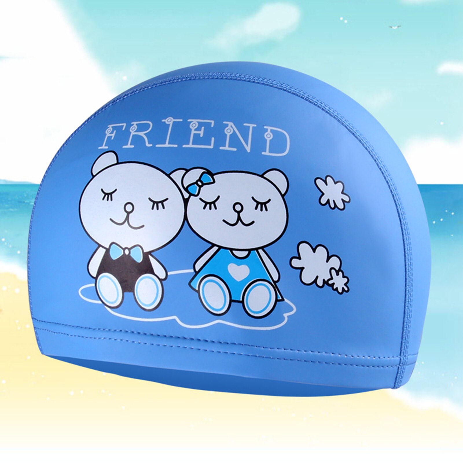 3D Swim Hat Stretchy Bathing Swimming Hat Teens Girls Boys Beach Cute Swim Age 2-12 Toddle Children Pool Ear Protector: Blue Bear