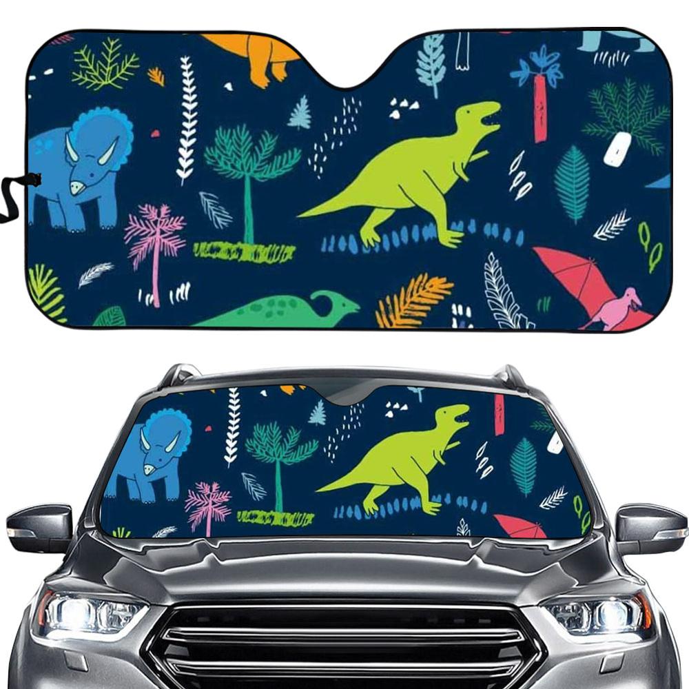 Cartoon dinosaurus hoes universele pasvorm auto zonnescherm auto raam blind blokkeert schittering van de zon/uv/hitte houdt uw auto koel blokkerker: Bbd 0139hc.