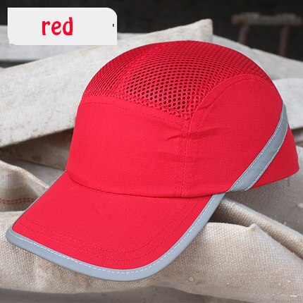 Reflekterende advarsel abs arbejdssikkerhedshjelm letvægts åndbar mesh cap anti-impact sikkerhedshjelm cap til bygningsarbejdere: Rød