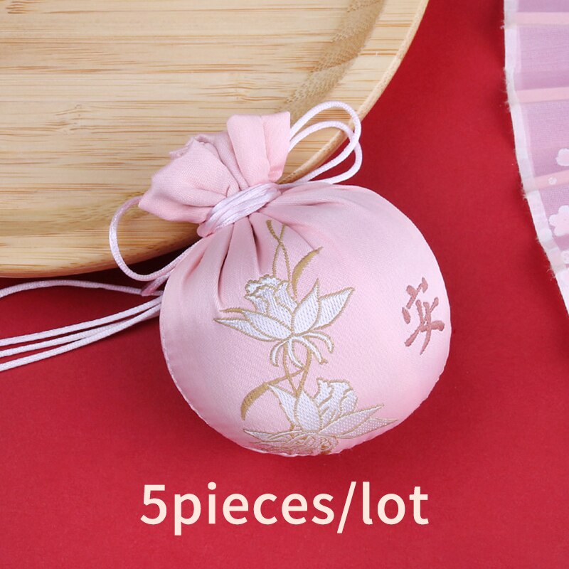 Sac en brocart traditionnel chinois, sac vide, prière pour la paix, sac à emporter, pendentif, sac brodé pour voiture: Pink an character