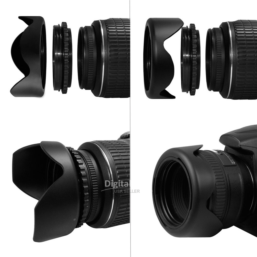 58 MM Flor Lens Hood + Lens Rubber Capa + Reversível Lens Hood + Filtro UV para Canon Rebel SL1 T5i T6i T6 T5 70D 60D 650D 1200D 1300D