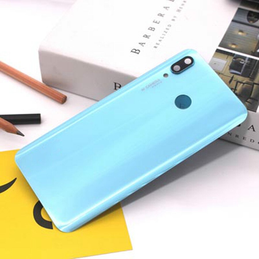Zmodyfikowany bez Logo dla Huawei Nova 3 Nova3 tylna pokrywa tylny Panel szklany wymiana obudowy obudowy baterii + naklejka Adheisve: Light Blue With Lens