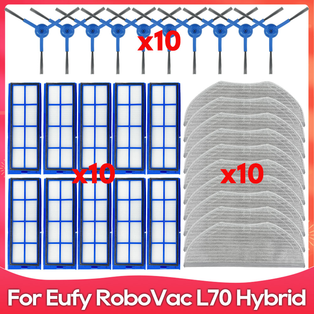 Compatibel met ( Eufy RoboVac L70 Hybrid ) Hoofdborstel, Zijborstel, HEPA-filter, Dweildoek, Accessoire voor Robotstofzuiger: MULTI
