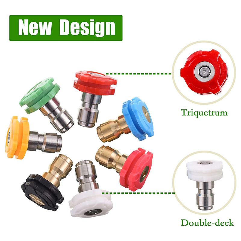 Pressure Washer Turbine Nozzle,Rotating Pressure Washer Nozzle, With 1/4 Inch Quick Connect,7 Nozzle Heads With Nozzle