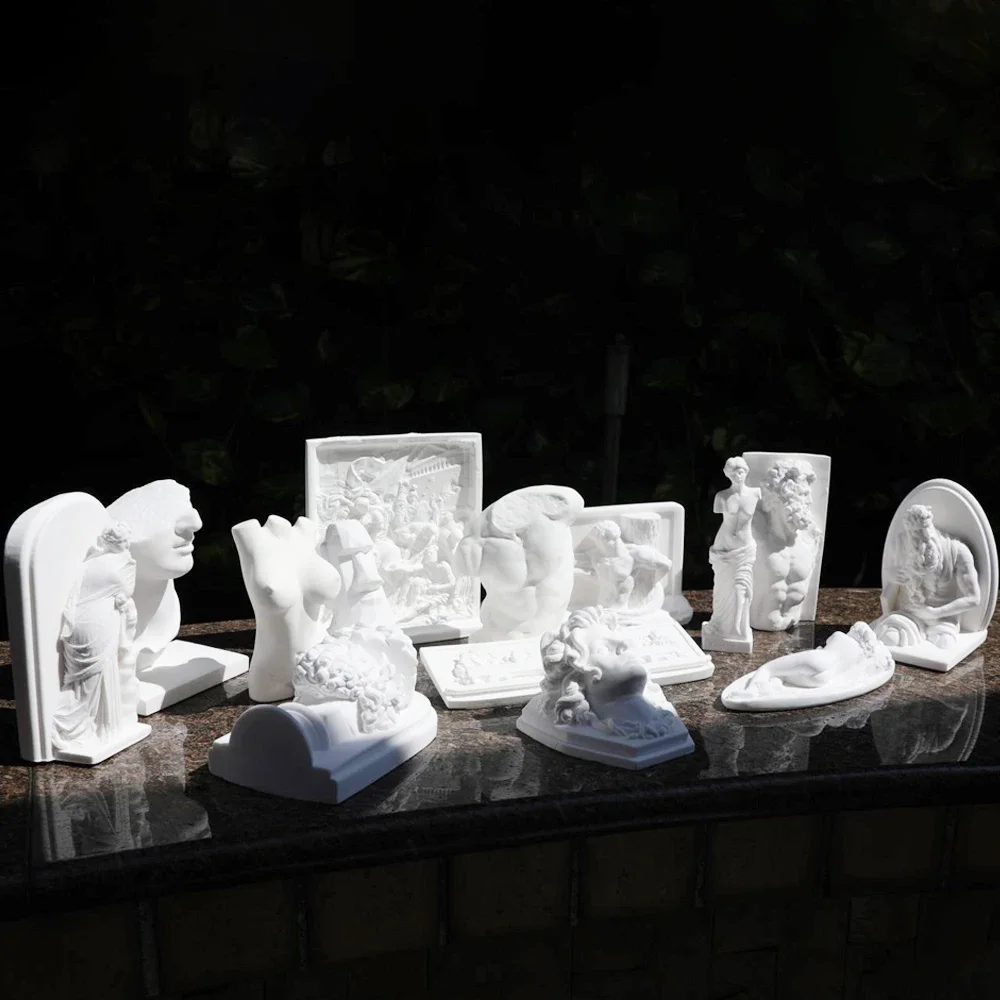 Nordic INS Style Character Gypsum Statue DIY Painted Sketch Photography Props Tabletop Decorations Home Art Plaster Decoration
