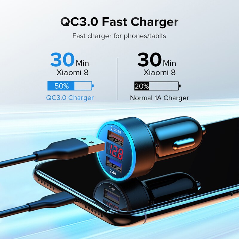 Car Charger Dual USB Fast Charger For Samsung A50 A70 A51 A71 A20 A21S A31S M40 S20 EF S10 S9 S8 Plus Type C Phone Charger Cable