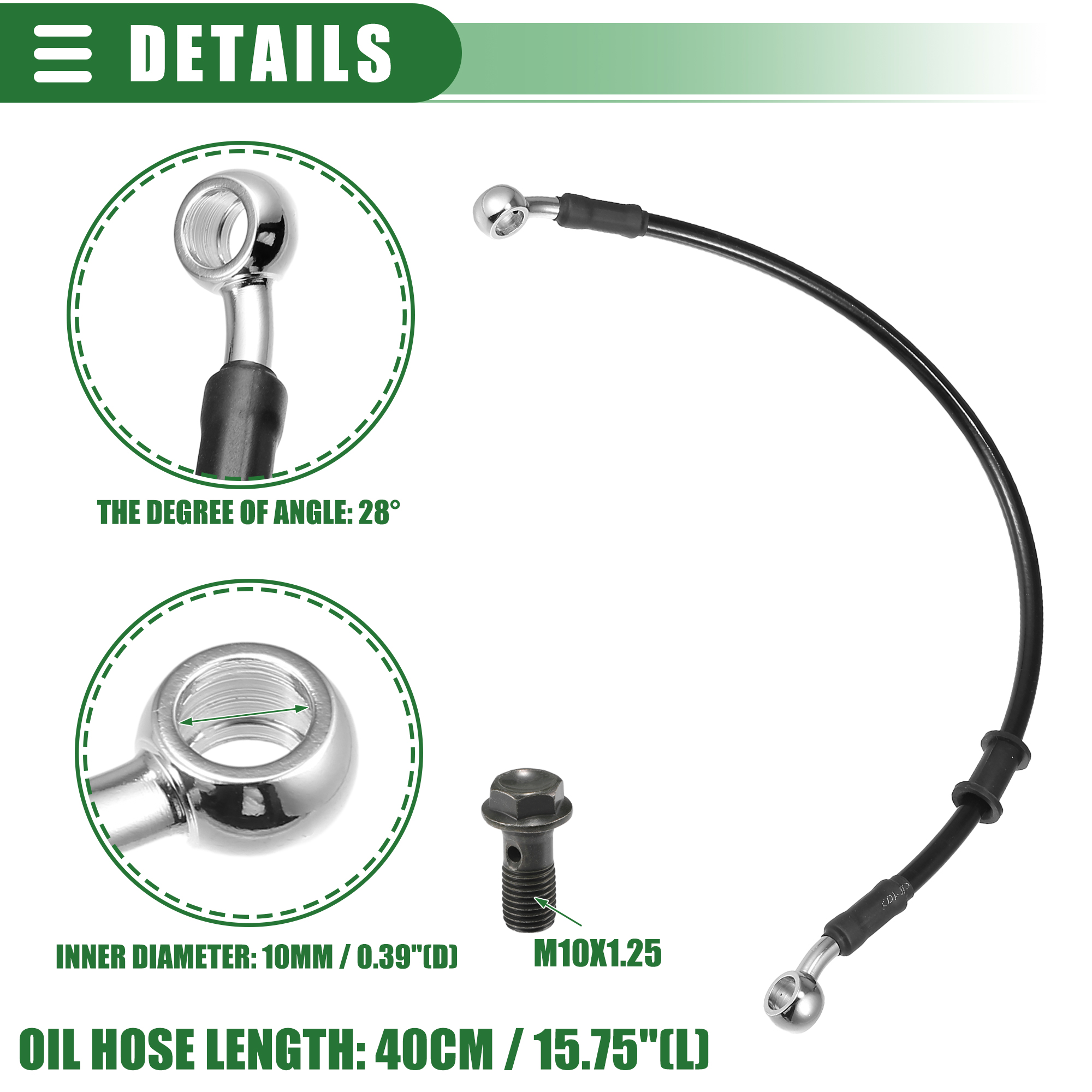 Motoforti-manguera de freno hidráulico trenzada para motocicleta, tubo de aceite negro de 30CM-170CM y 28 grados para Motocross: Gris oscuro