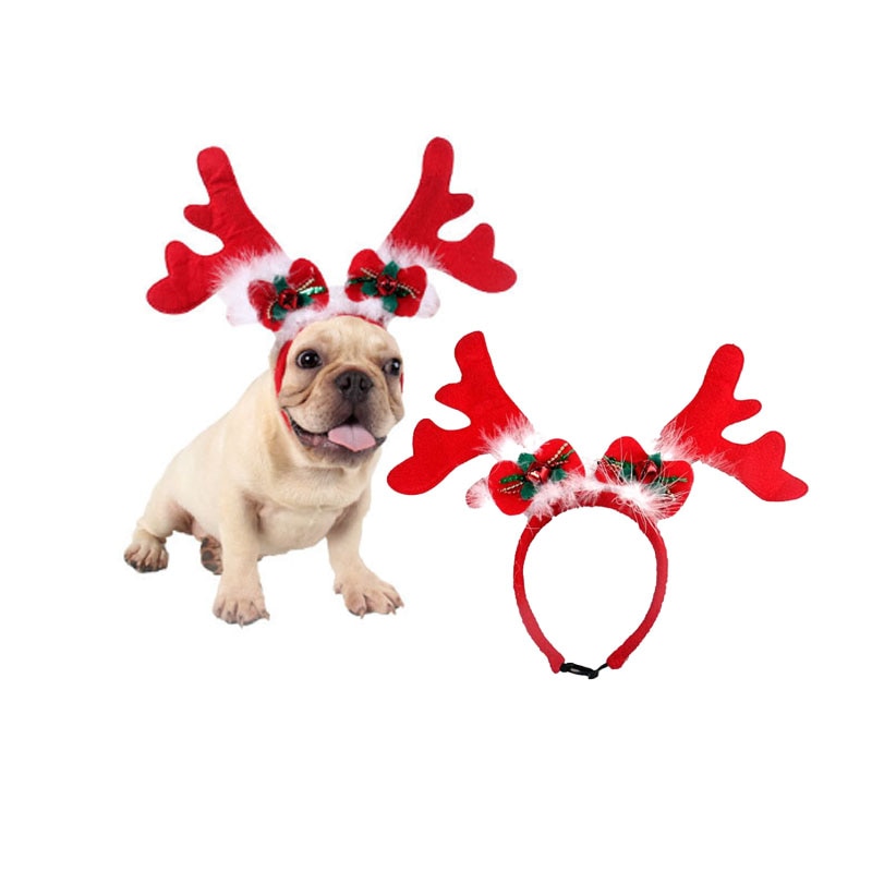 5 pièces chien noël renne bois bandeau classique chapeau chapeaux pour animal de compagnie noël père noël Costumes accessoires FB06