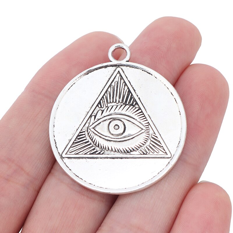 ZXZ 5 stücke Große Tetragrammaton Pentagramm Pentagramm Runde Reize Anhänger für Halskette Schmuck, sterben Entdeckungen 35mm: alle Sehen Auge 1