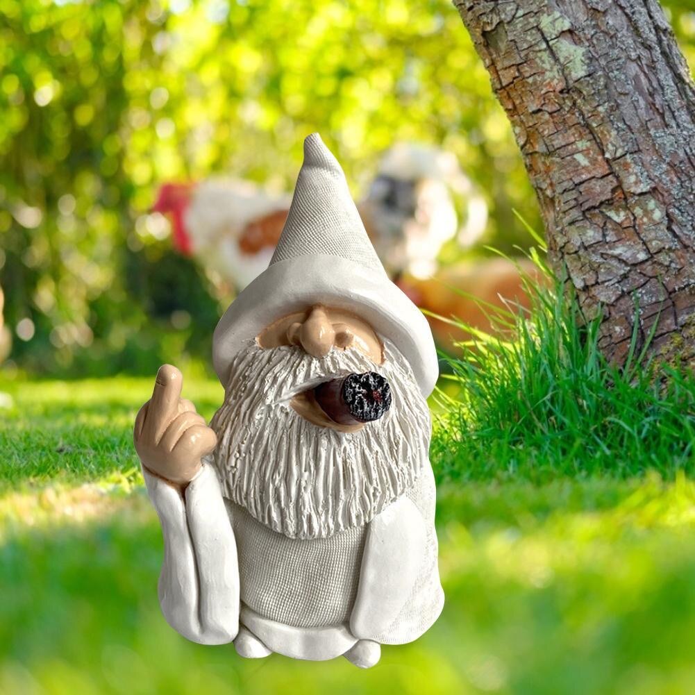 Outdoor Garden Lawn Decor White Beard Old Man Sculptures Naughty Smoking Wizard Gnome Ornament Big Tongue Statues