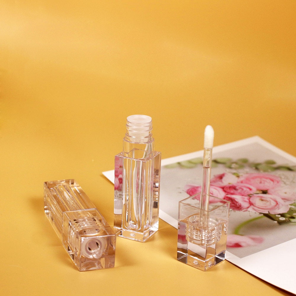 5ml kvadratisk petg plast gennemsigtig lipgloss tom tube kosmetisk lipgloss emballagebeholder