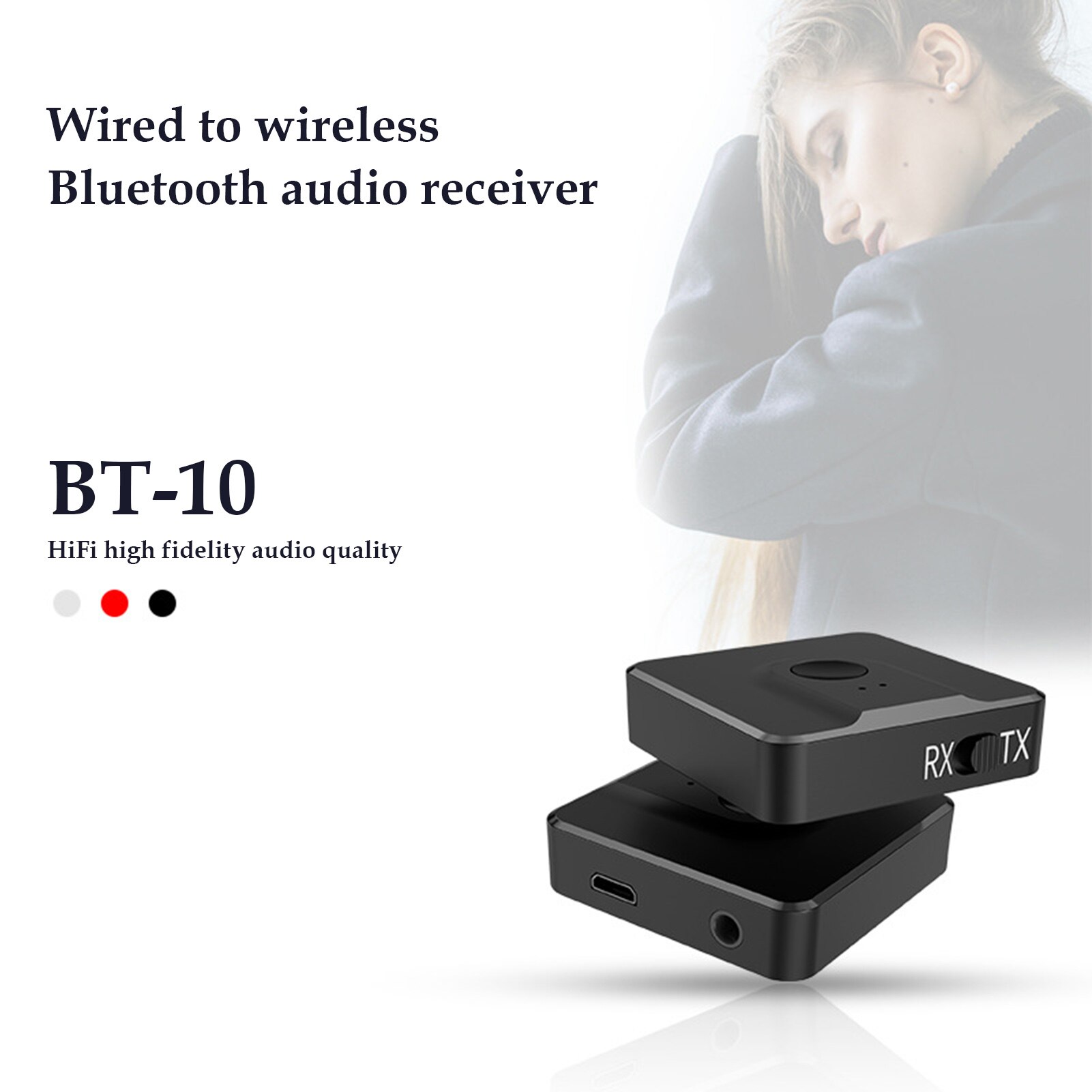 Bluetooth 5.0 Audio Transmitter Receiver Wireless Adapter 10M 3.5mm Audio Cable Wireless Adapter Music Micro USB Power Cord