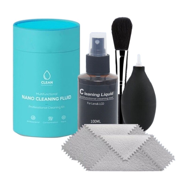 R91A 5 in 1 DSLR CCD Lens Cleaning Kit with 100ml Nano Cleaning Fluid: Default Title