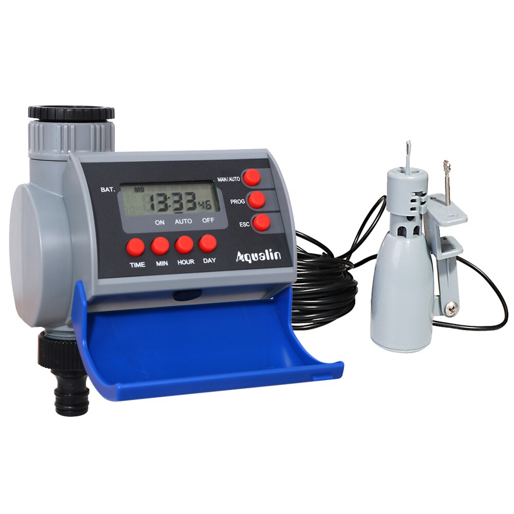 Home Garden Automatic Water Timer Solenoid Valve Digital Irrigation Controller 21002A and Rain Sensor 21103 and Humidity Sensor: with rain sensor