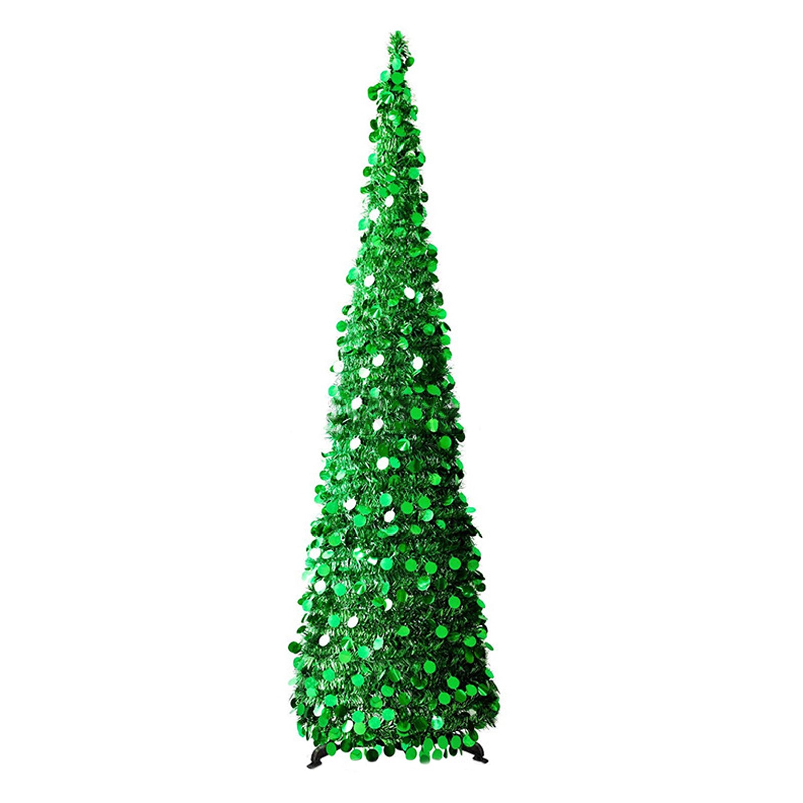Grand arbre mince de noël pliable en PVC, fournitures de festival pour appartement, bureau, boutique, décoration de , de noël: Green-