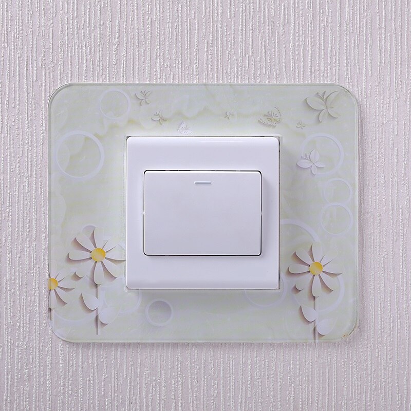 Pegatinas acrílicas para interruptor de enchufe, pegatinas de pared de estilo chino múltiple, decoración del hogar, sala de estar, placa de cubierta de interruptor de luz: L