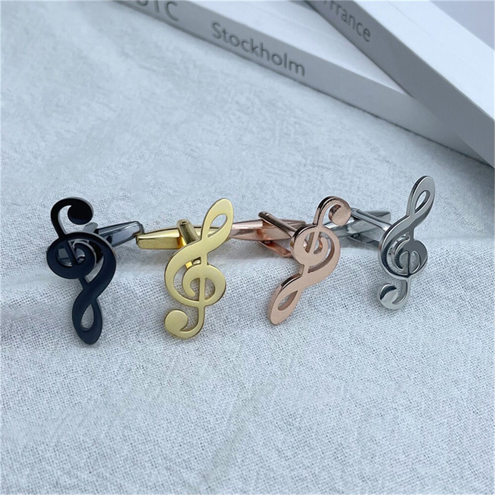 Gemelli neri in acciaio inossidabile 2022 per uomo novità Design musicale camicia gemelli in oro gemelli uomo gioielli da lavoro regalo all'ingrosso