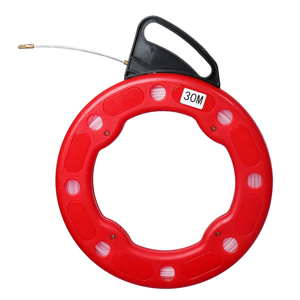 30m Electrician Ducting Cable Conduit Construction Spring Head Flexible Rodder Nylon Wall Line Wire Puller Fish Tape Tool