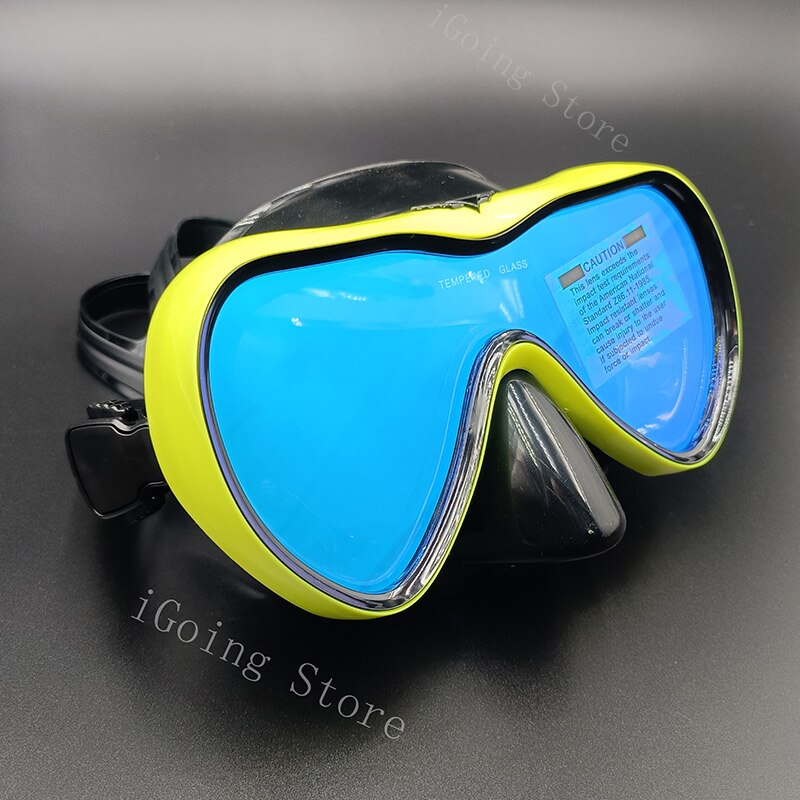 Water Sports Diving Masks Snorkeling Goggles Scuba Diving Equipment Snorkeling Set Tempered Glass Mirror Lens Swimming Mask: Yellow Mask 2