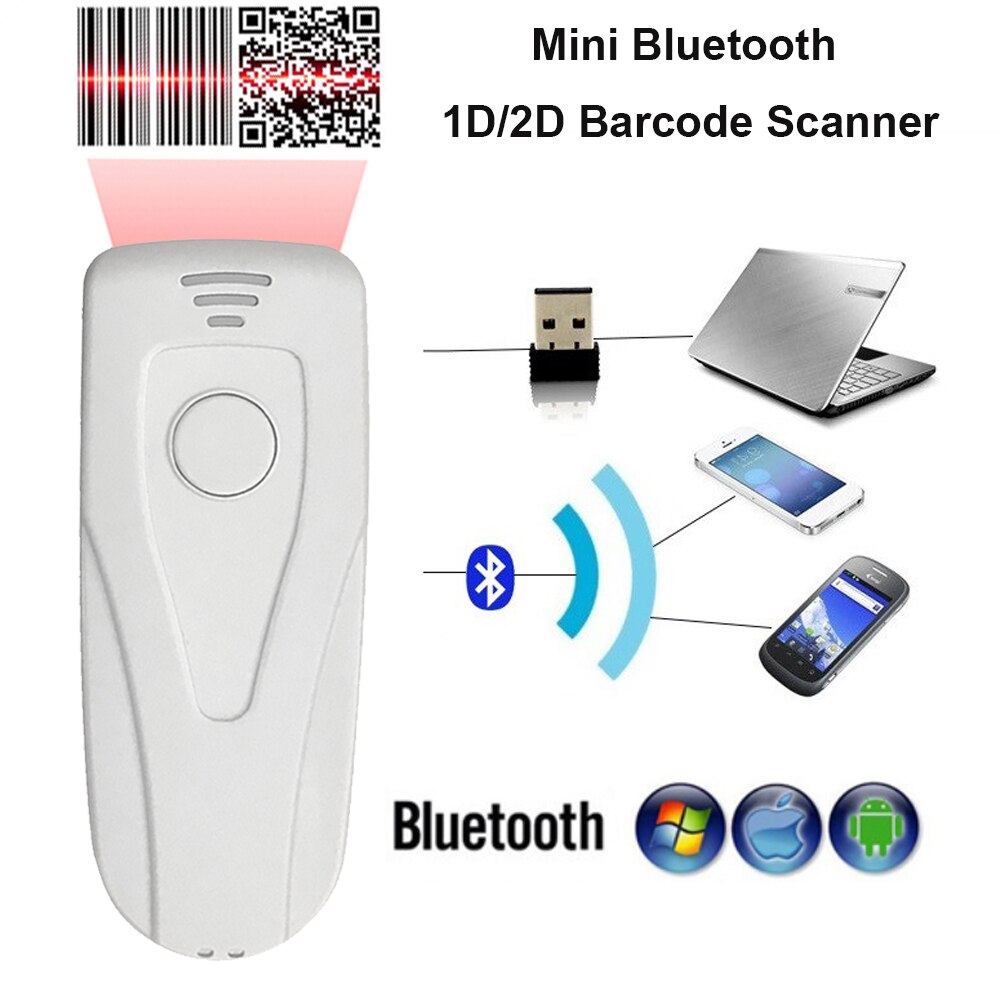 Tasca portatile Senza Fili Mini 2D QR Scanner 1D/2D Bluetooth Scanner di Codici A Barre Per Android IOS Scanner di Codici A Barre Palmare