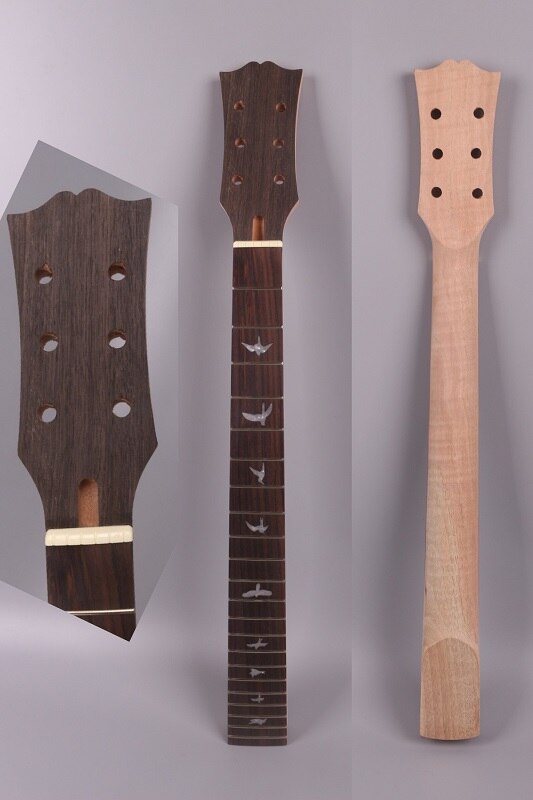 Mástil de guitarra eléctrica de caoba y palisandro, diapasón 22 trastes, 24,75 pulgadas, # XLP3: 07 neck