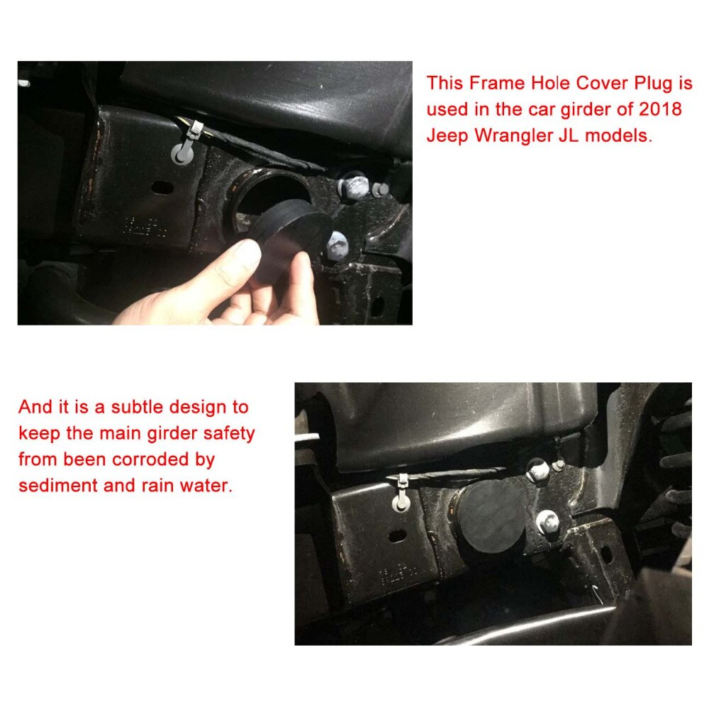 For Jeep Wrangler JL Car Chassis Frame Removable Rubber Dust Plugs Cover Tailgate Rear Door Waterproof Girder Hole