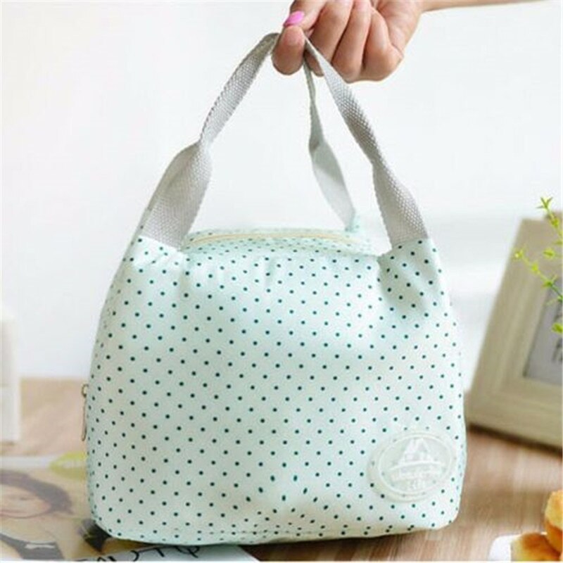 Tragbare Striped Dots muster Lunch Tasche Für Frauen Kinder Thermische Picknick Kühler Isolierte Reise Carry Lagerung Tote Taschen Kühler