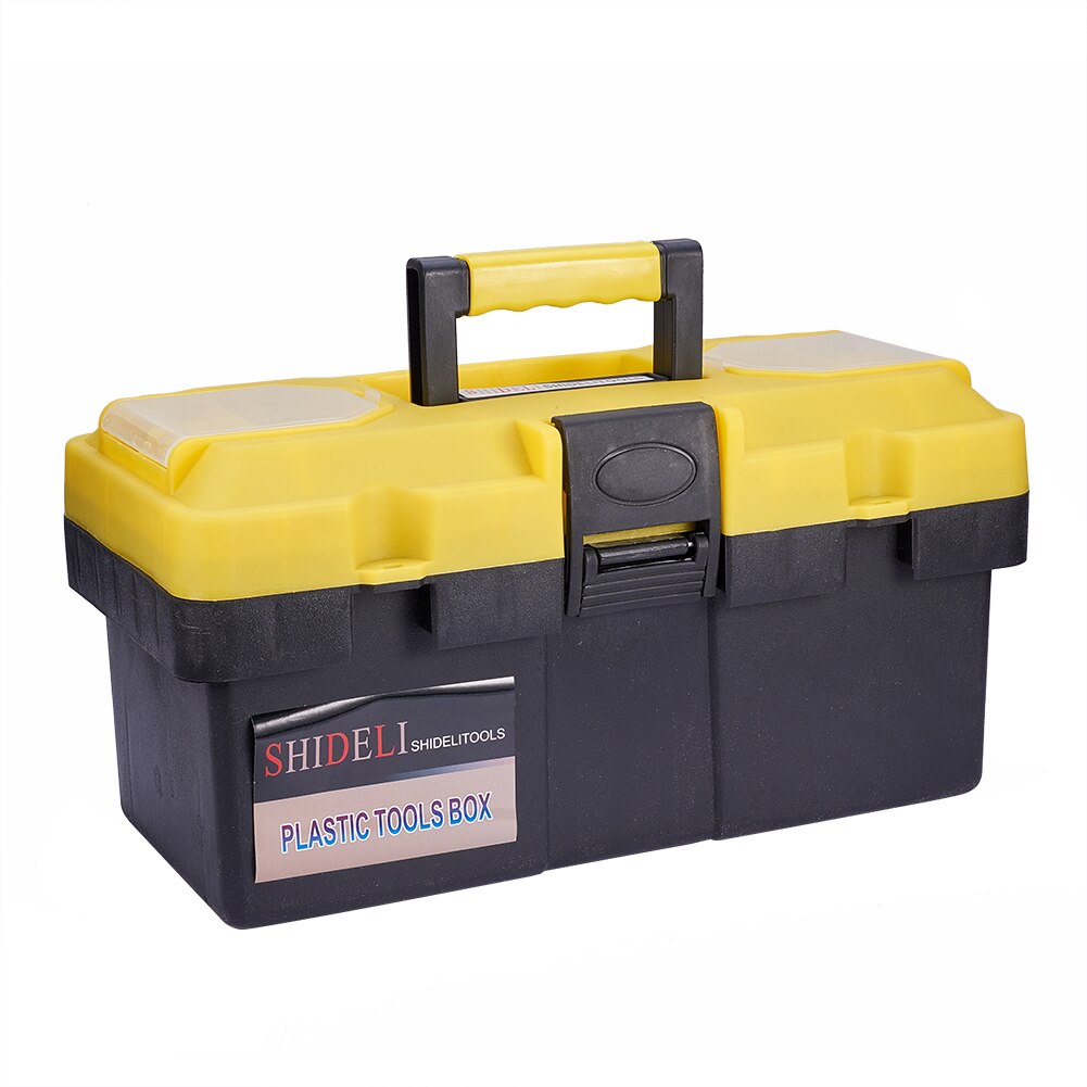 17inch Plastic Toolbox with Tray Compartment Tote Tool Box Parts PVC Case Chest Storage 1pcs No Tools Included