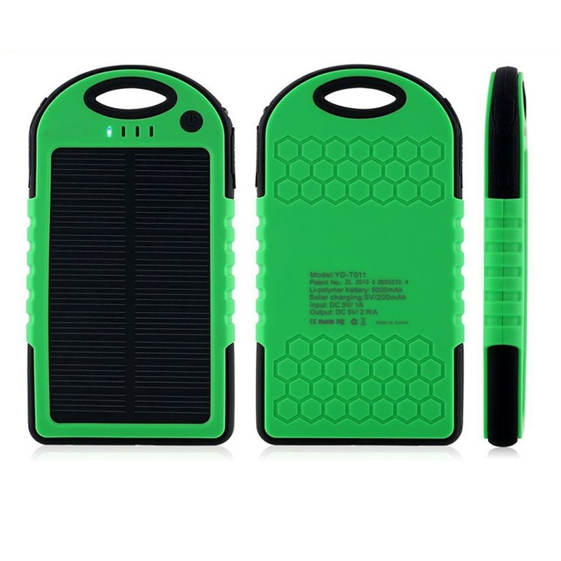 Universal solar power bank 5000mah Portable Waterproof Solar charger Dual-USB Solar battery Charger for iphone samsung all phone