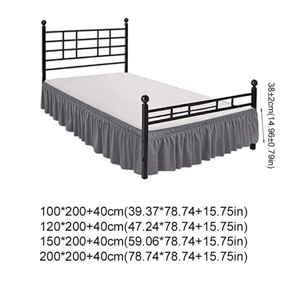 Household Wrap Around Style Bed Skirt Ruffles Solid Color Bed Dust Cover Elastic Fade Resistant Bed Protector Bedroom