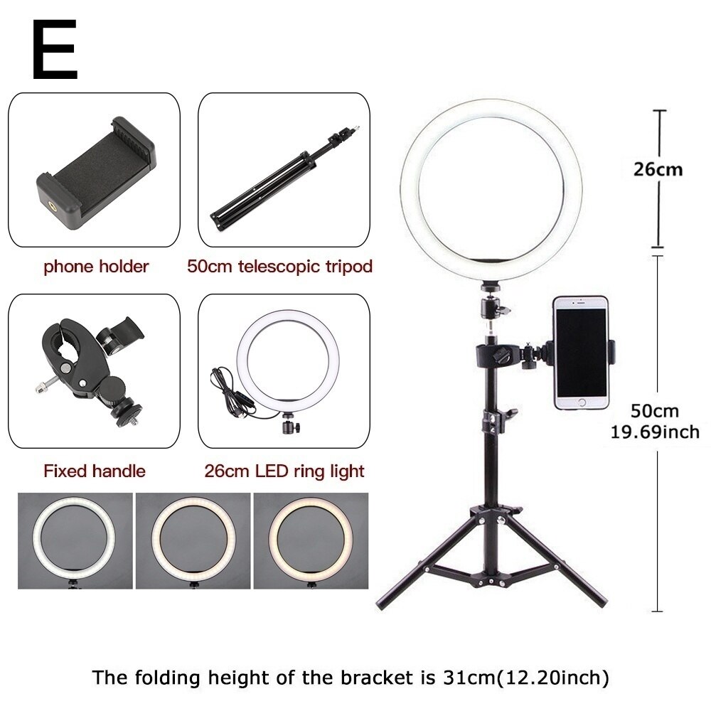 Anello di Luce Ha Condotto Le Luci 16/26 centimetri Anello di Luce con 50/160 centimetri Treppiede Luce Anello di Luce A Led con il Basamento Fotografia Selfie Anello di Luci: Size E