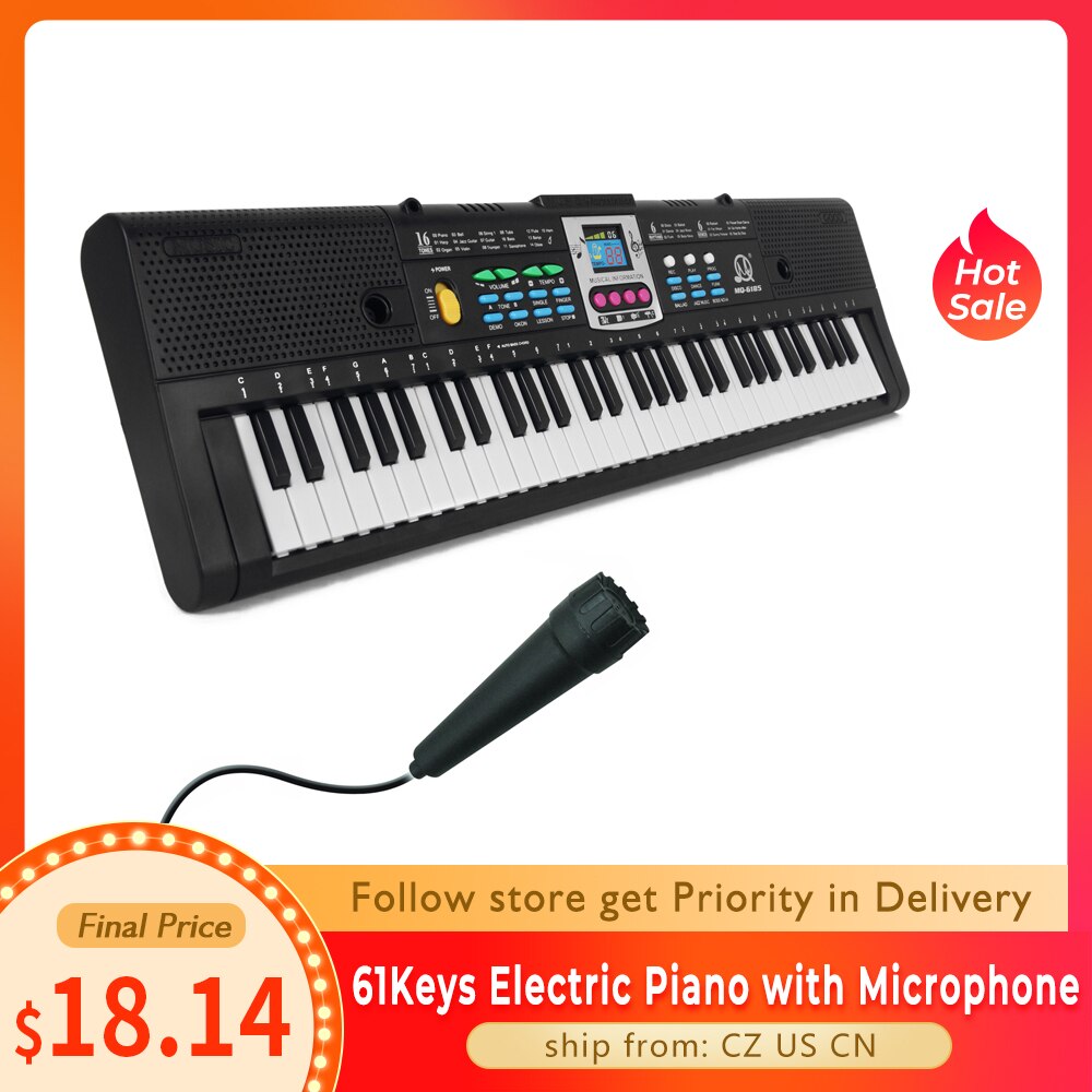 61Keys Digital Music Electronic Keyboard Kid Multifunctional Electric Piano Piano Student Microphone Function Musical Instrument