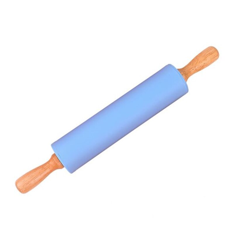 3 maten Siliconen Deegroller met Houten Handvat Gebak Meel Cake Deeg Patroon Roller Bakvormen Keuken Pastry Tool 4 Kleuren: Blue / 39X5CM