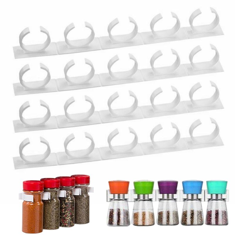 Support mural pour bouteille d'épices et ingrédients, organisateur en plastique, 5 armoires de cuisine