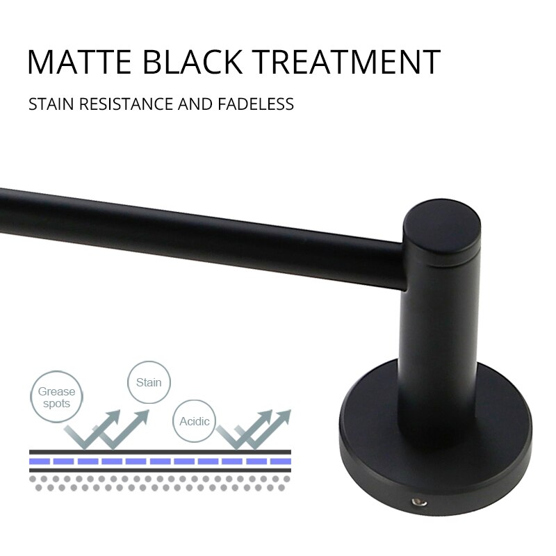Matt Black Solid Brass Single Towel Bar Holder Folding Arm Space Saving