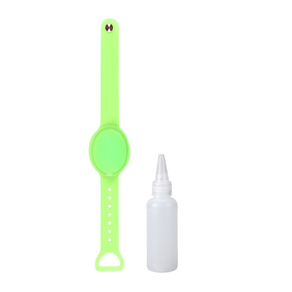 1/3Pcs Hand Sanitizer Dispensing Silicone Pumps Disinfectant Portable Bracelet Wristband Hand Dispenser 10ML With Break Bottle: 1PC Green 
