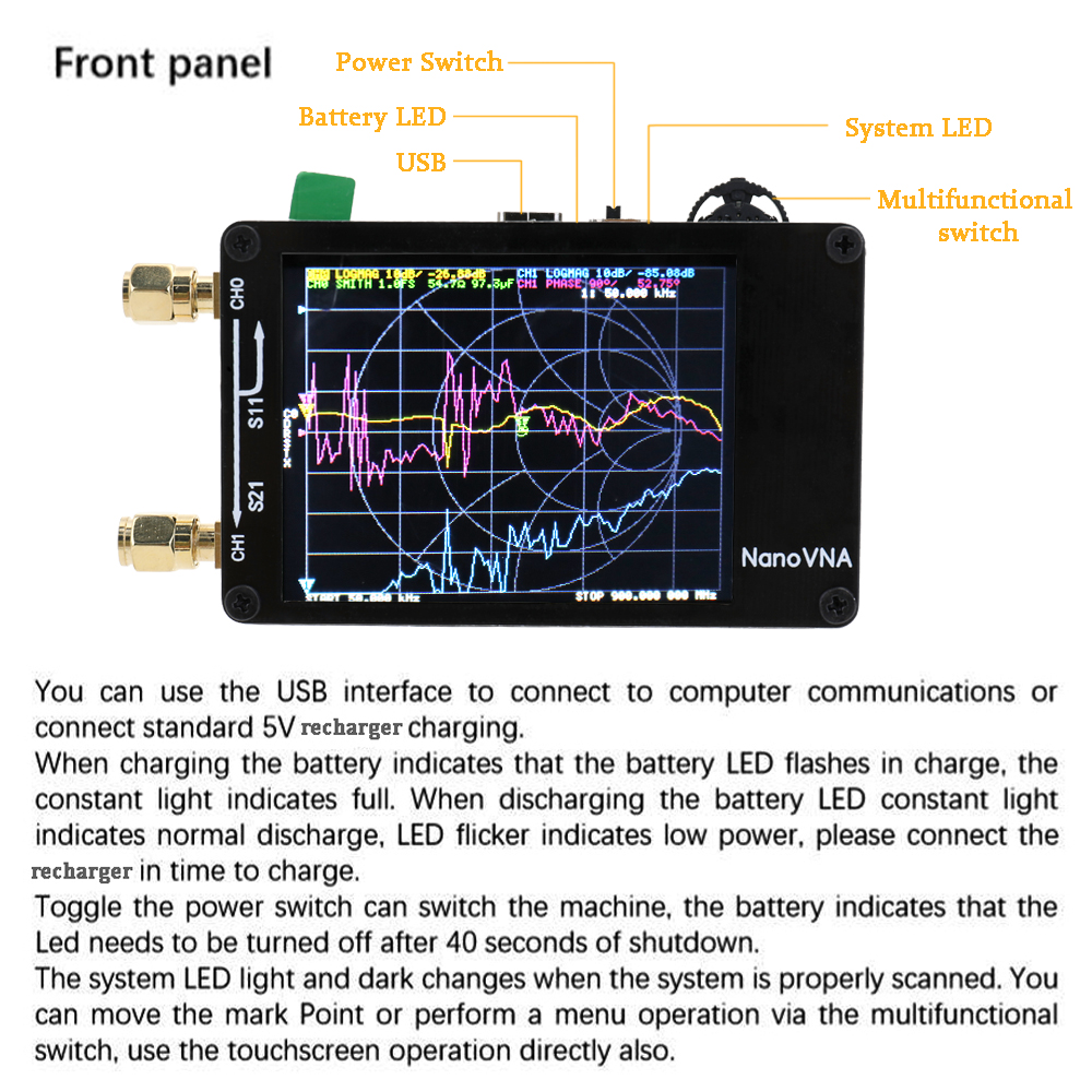 Portable Vector Systems Tragbare Handheld Vector Network Analyzer 50 KHz-9... – Vicedeal