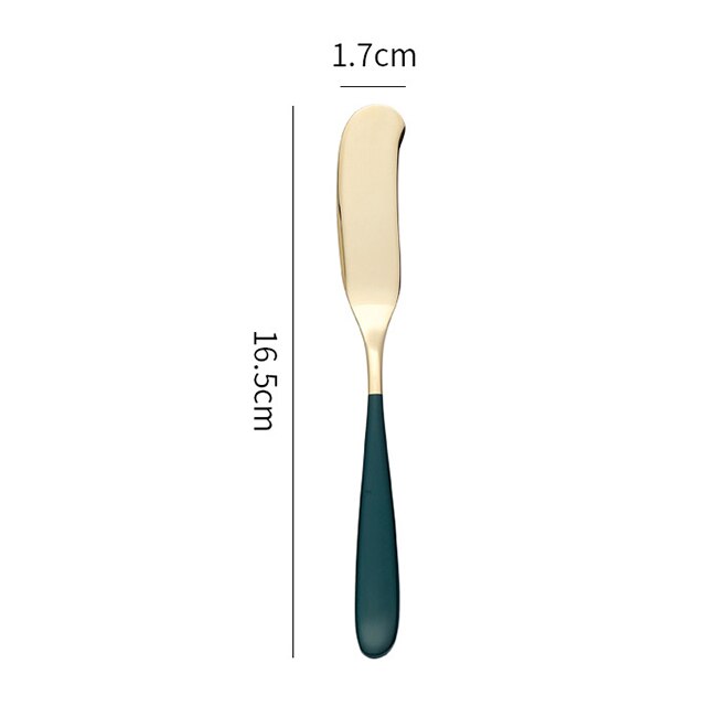 18/8 Stainless Steel Cheese Spreader, Hand Forged Butter Knives, Kitchen Tools Tableware: Green Handle