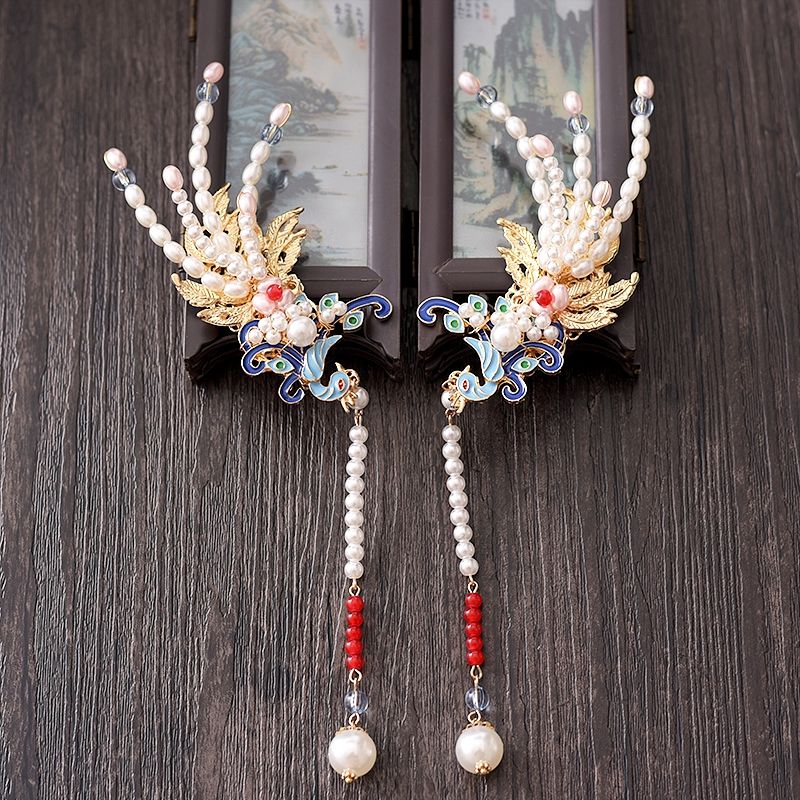 Phönix haarnadeln, luxuriöse hanfu-haaraccessoires für damen, quasten-haarspangen, chinesische haarklammern, haarspangen für damen