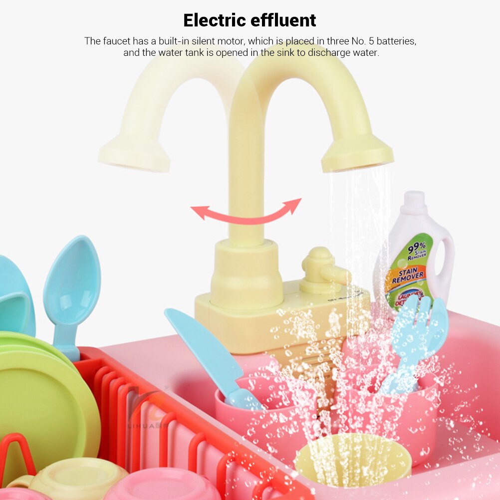 Gesimuleerde Aanrecht Speelgoed Set Automatische Water Circulatie Keuken Benodigdheden Speelgoed Circulatie Water Afwassen Set Kids #10
