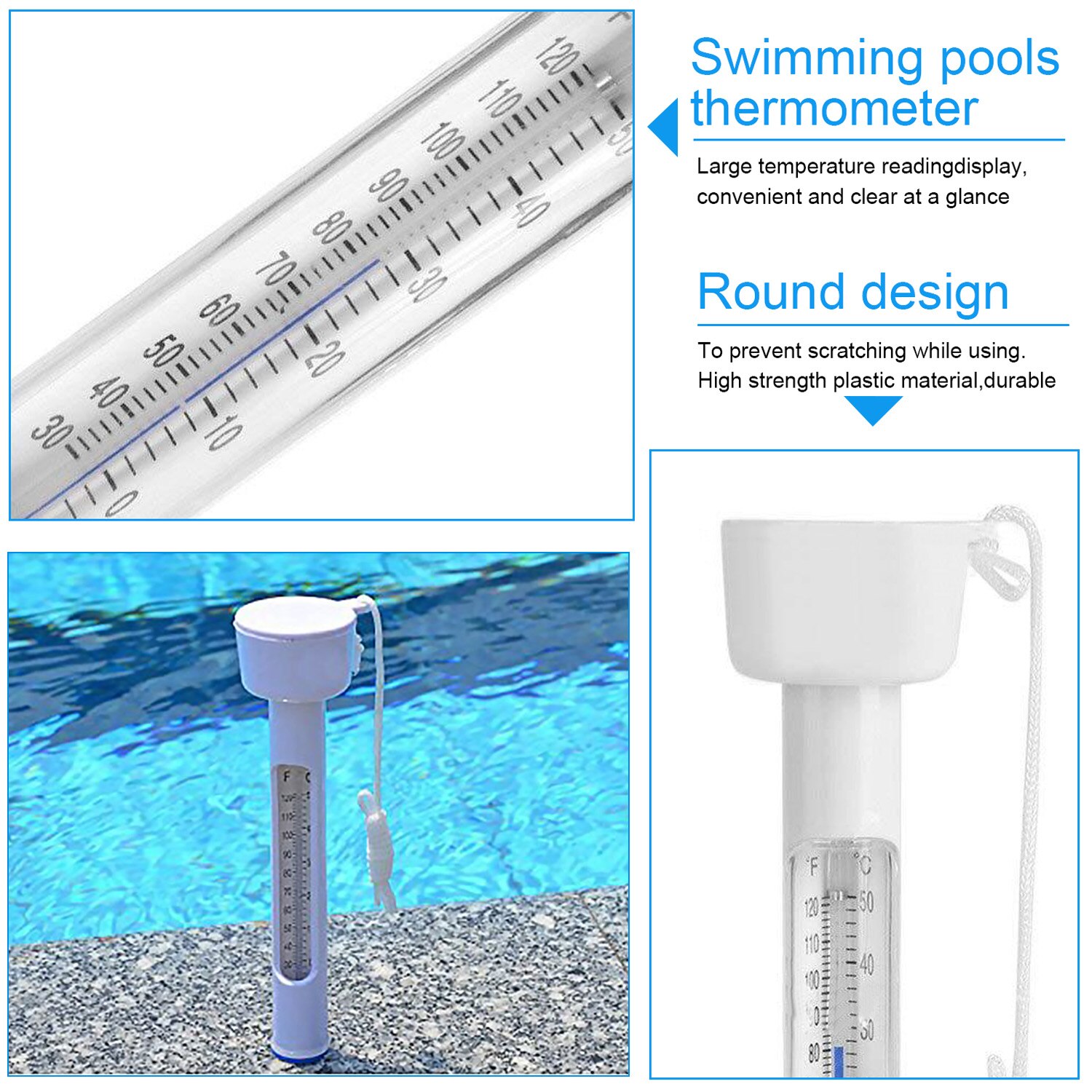 10ft Round Pool Solar Cover Protection Cloth Protector with Digital Thermometer for Inflatable Swimming Pool Above Ground Pool